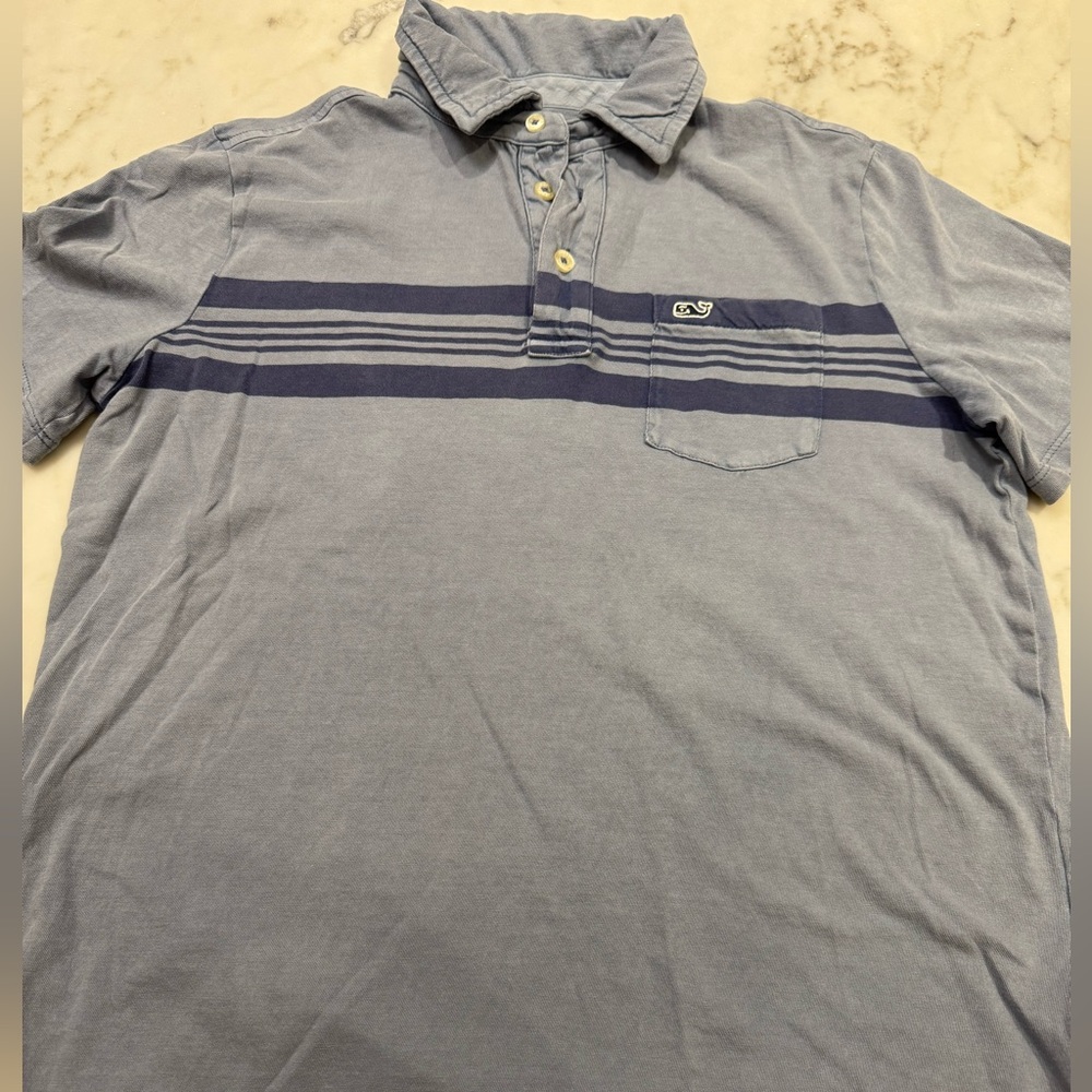 Vineyard Vines Gray/Blue Stripe Kids Polo , size Large(14), excellent condition